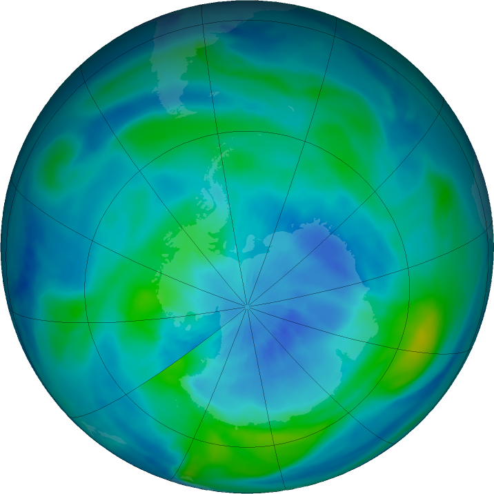 Antarctic ozone map for 18 March 2018